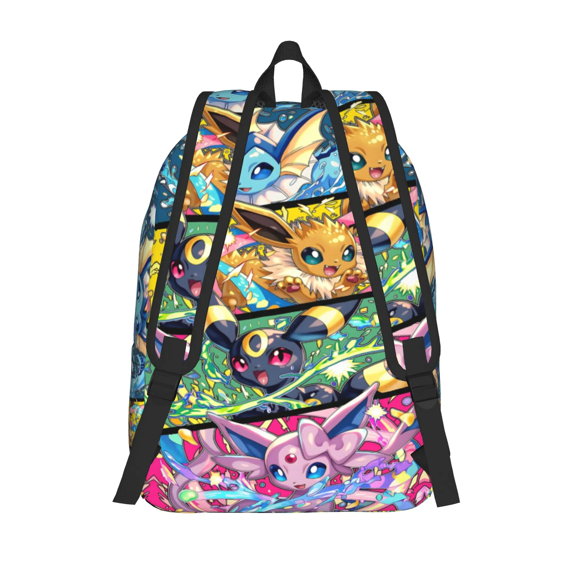 Fashion Pokemon Theme Eeveelution Collage Backpack  Mochilas Adjustable Strap Outdoor Sturdy Shoulder Rucksack
