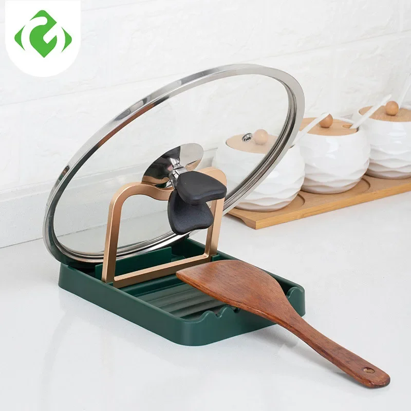 Kitchen Pot Lid Rack Countertop Sitting Collapsible Shelf Put Spoon Stir-fry Spatula Spatula Holder Storage Tray Spoon Holder