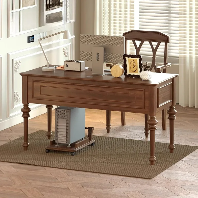 

All pure solid wood 2-1.8 -1.6 meters 1.4 can be customized home American light luxury retro study desk computer desk large