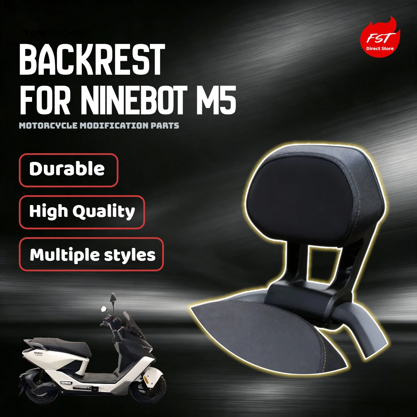 For Ninebot M5 100/125/200 electric scooter aluminum alloy small rear backrest, dedicated retrofit accessory