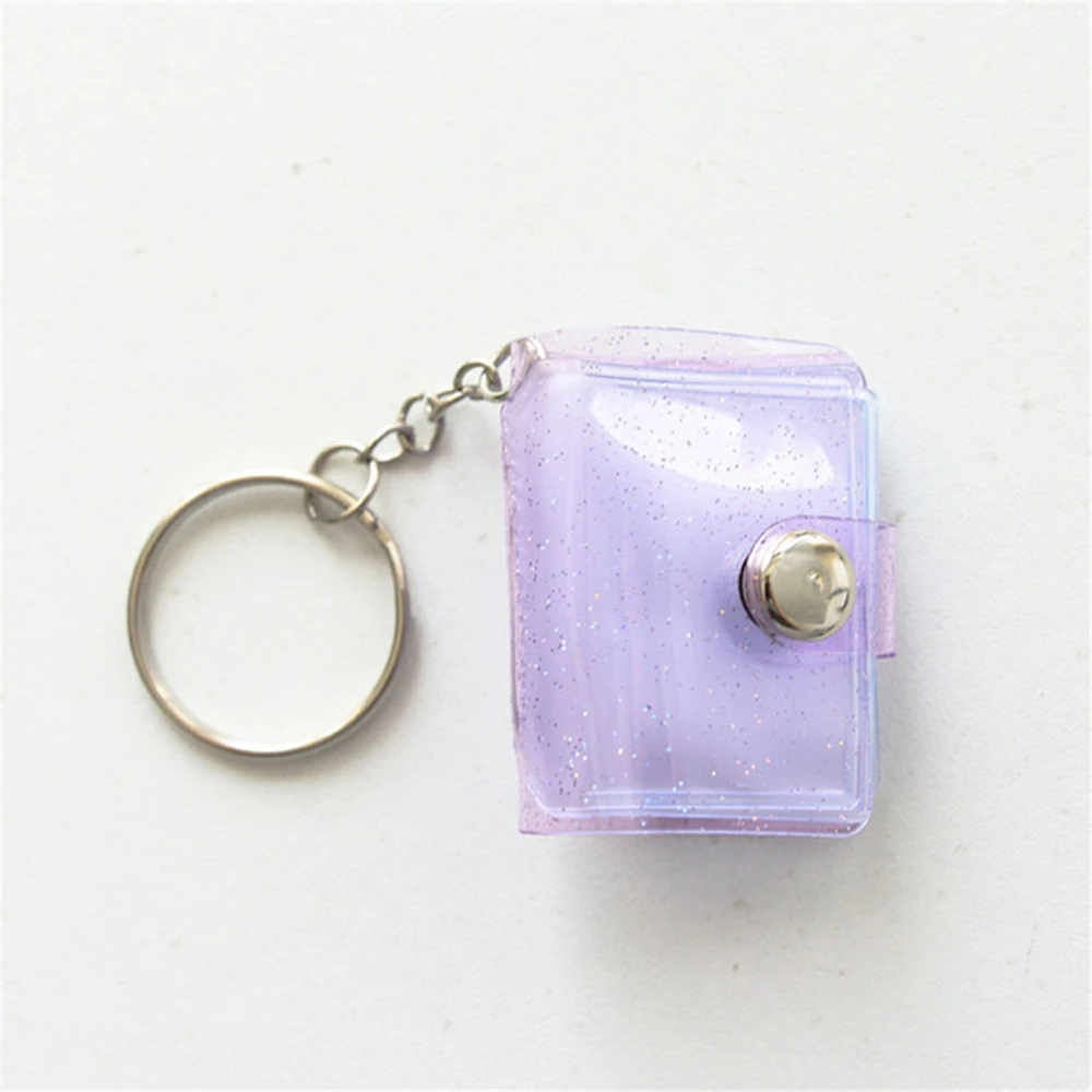 Photography Jelly Color 2 Inch 16 Pockets Card Stock Photo Card Holder Mini Photo Album Photos Holder Keychain Binders Albums