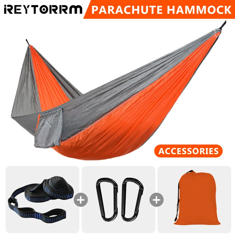 

Camping Parachute Hammock Single Portable Outdoor Indoor Nylon Hammock 220x90cm Adult Child Swing for Adventure Garden Backyard