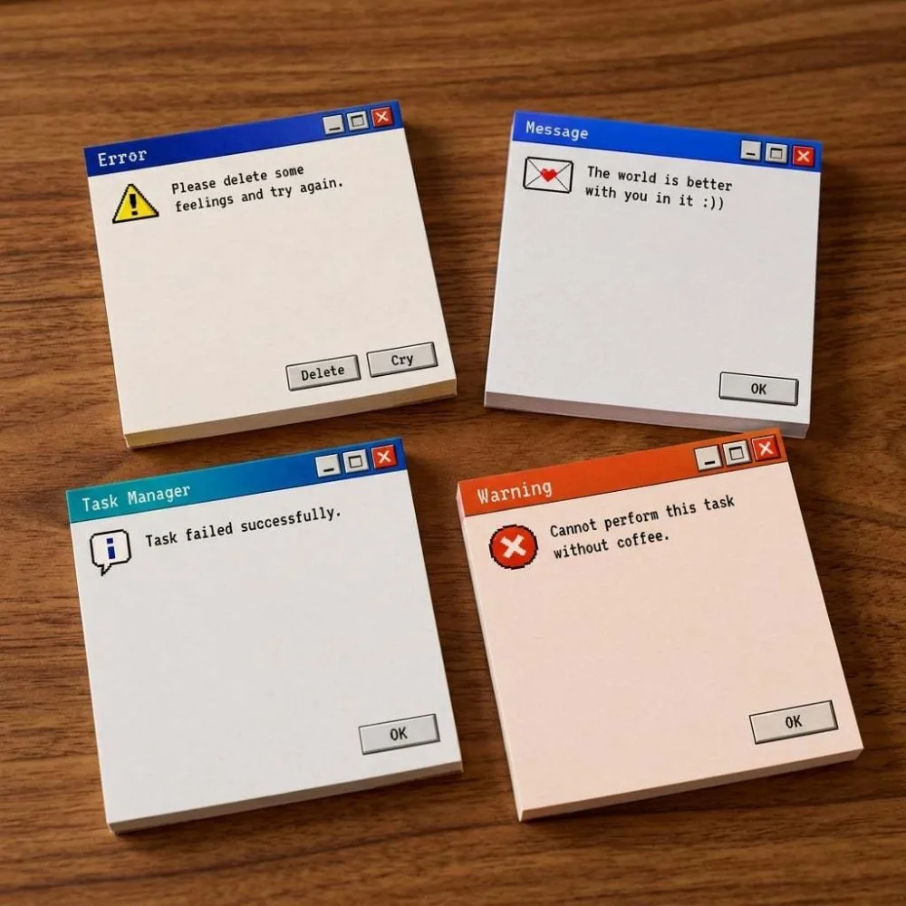 50PCS Stickable Retro Computer Error Pop-up Sticky Note Creative Confirm Message Notepad Student Reward Stationery Gifts
