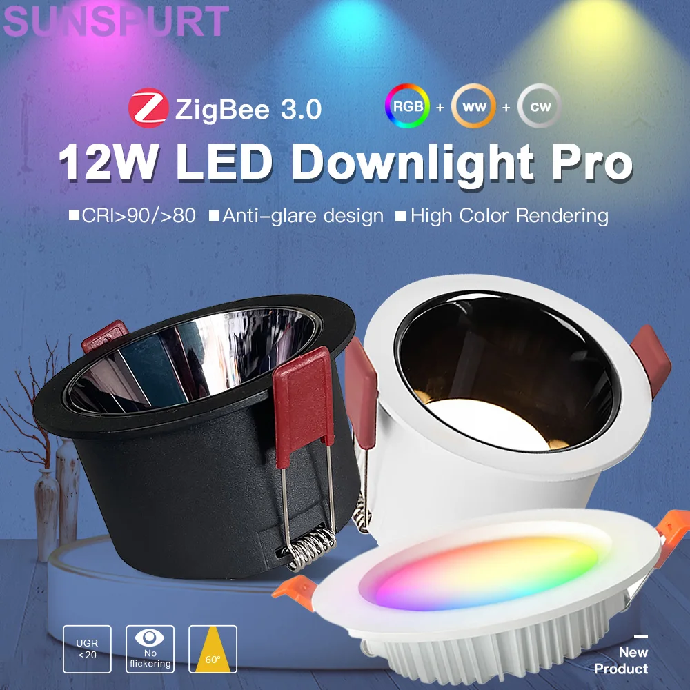 

1-10PC ZigBee3.0 RGBCCT LED Downlight 6W 12W Recessed Lighting ZigBee2mqtt Home Assistant App Voice Remote Control Ceiling Lamps