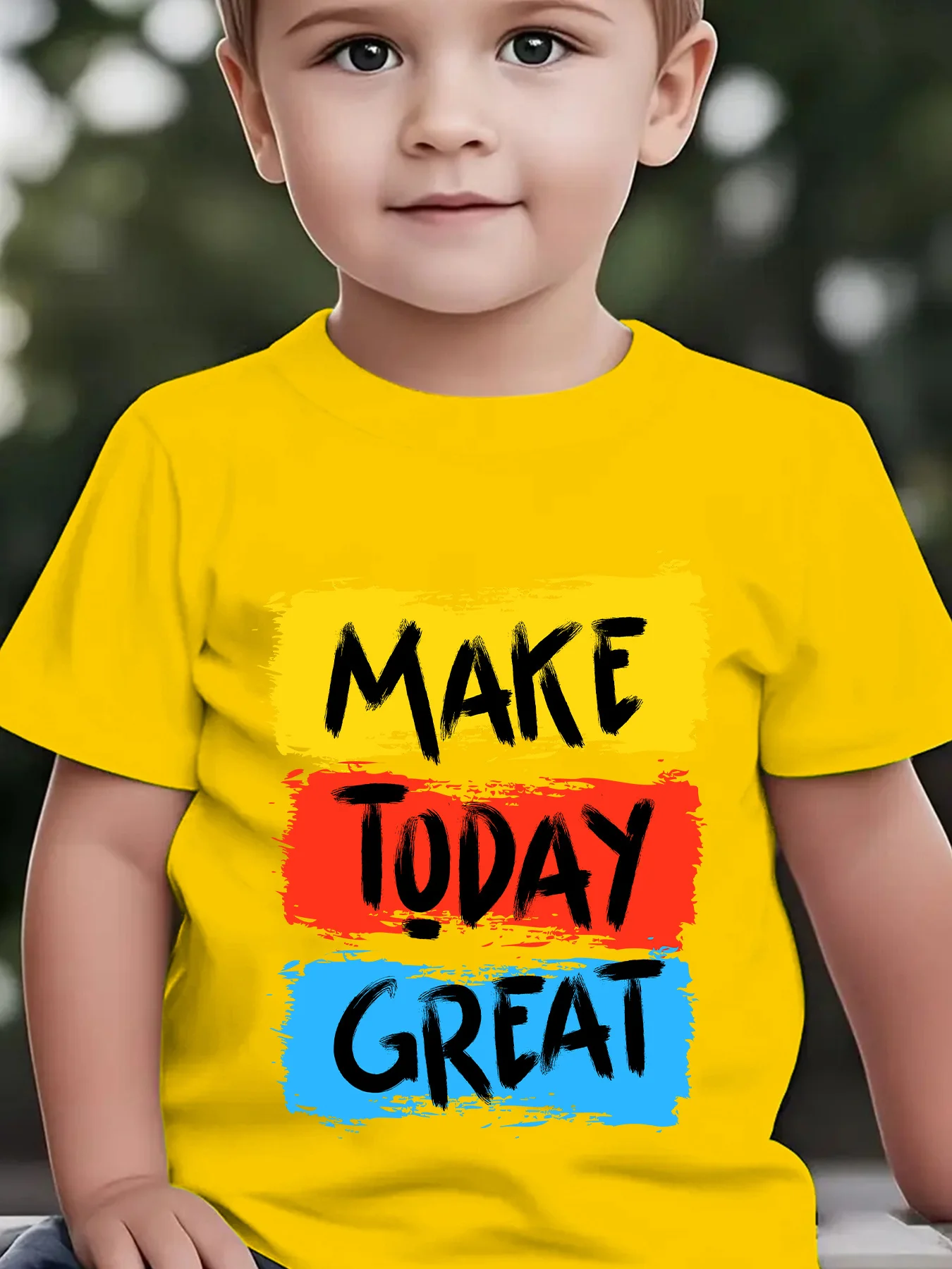 Cute Make Today Great Slogan Print Graphic Kids Tee Boys Girls Family Matching Cotton Crew Neck Short Sleeve Soft Summer Tee