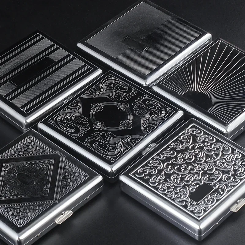 Metal Cigarette box stainless steel Embossed Portable Cigarette case personalized fashionable storage box Smoking Tool