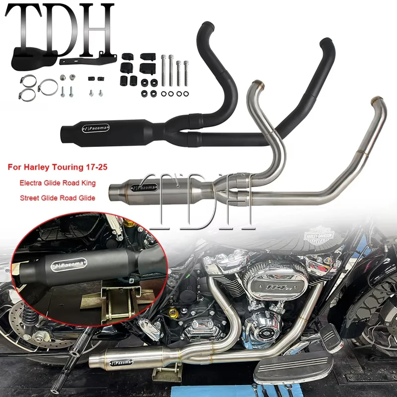 For Harley Road King FLHR 2017-2022 Special FLHRXS 17-25 2-into1 Escapes Tube Motorcycle Exhaust Muffler Pipe Exhaust Systems