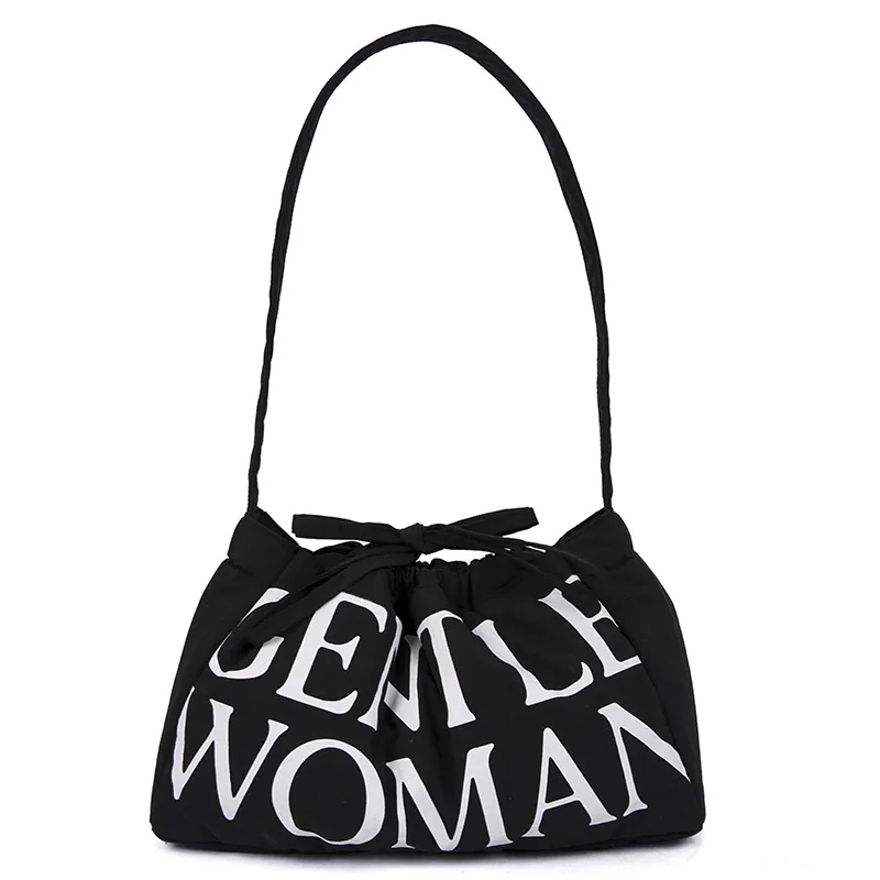 Women Shoulder Bags Tote Bag Drawstrings Bag Pleated Bubbles Cloud Shoulder Bags Letter Letter Printing Dumpling Bag 2024