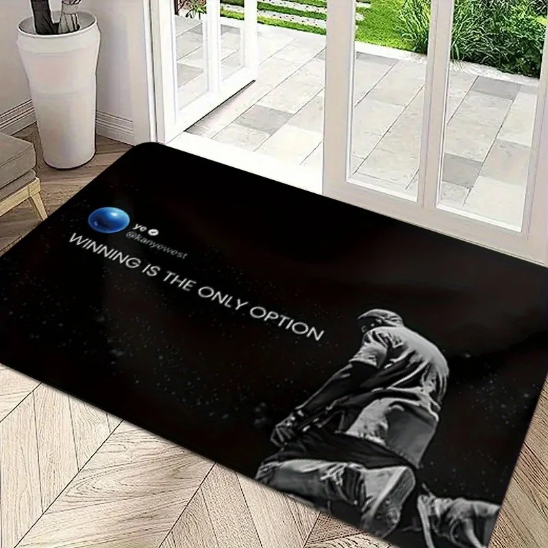 Unique black and white famous quotes floor mat, durable grid door mat, suitable for home decoration, adding modern charm