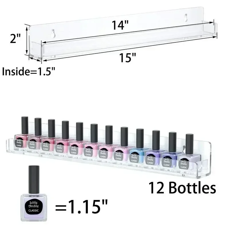 Estante de exhibición de esmalte de uñas de 2/4/6 capas, soporte de almacenamiento acrílico transparente, herramientas de decoración de uñas, organizador de lápiz labial, estante montado en la pared