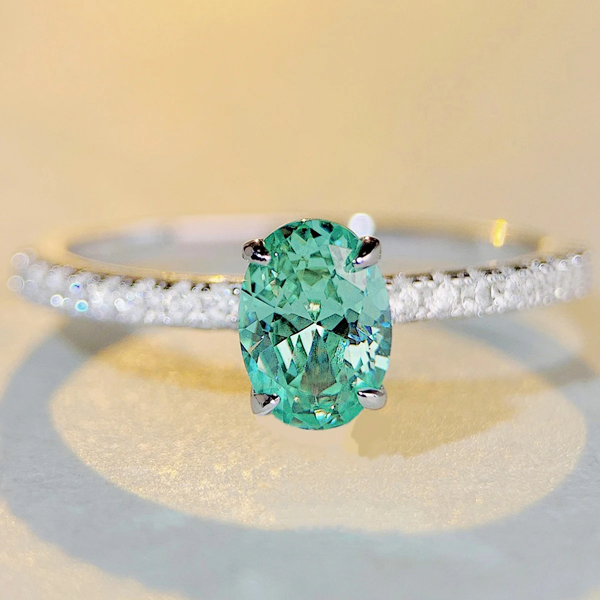 ‌Elegant S925 Sterling Silver Ring for Women 1 Ct Oval CZ Center Stone with Round Accents Engagement Wedding Anniversary Gift