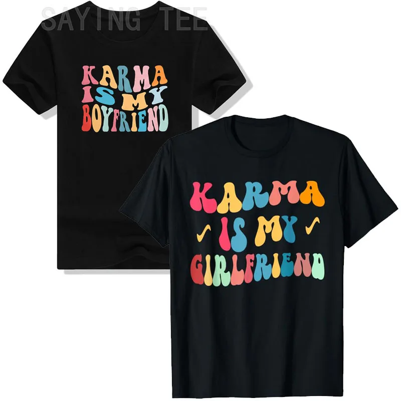 

Karma Is My Boyfriend Shirts for Women Music Lover Tee Y2k Top Karma Is My Girlfriend Short Sleeve Vintage Music Concert T-Shirt