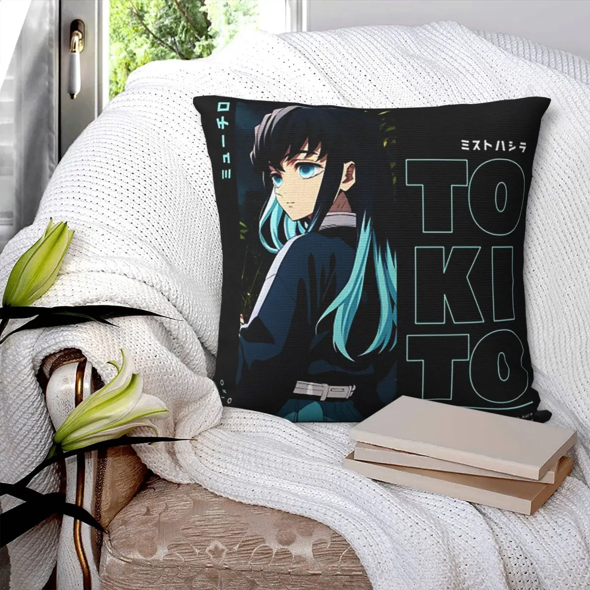 Muichiro Tokito - Demon Slayer Square Pillowcase Pillow Cover Polyester Cushion Decor Comfort Throw Pillow for Home Living Room