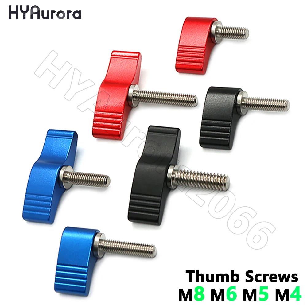 4PCS Thumb Screws Aluminum Alloy Butterfly Shape Screw M8 M6 M5 M4 Adjustable Handle Knob Tighten Screw for SLR Rail Rod Slider