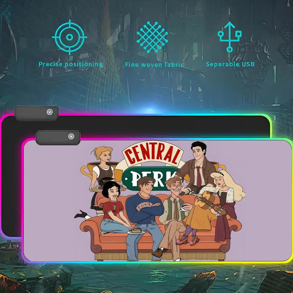 

Friends TV Mouse Pad RGB LED Light Gaming Mousepad Waterproof Large Gamer Mouse Carpet Big Mause Keyboard Pad PC Desk Play Mat W