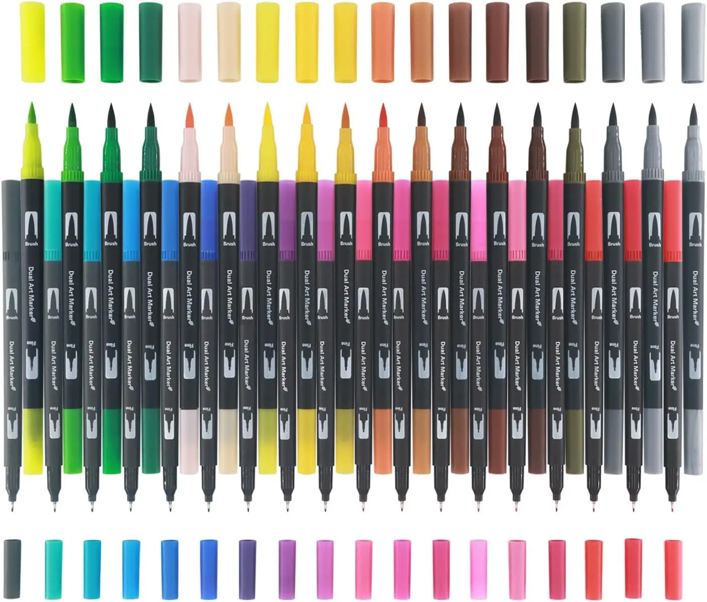 

36 Colors Dual Brush Markers, No Bleed Pens for Adult Coloring, Fine & Brush Tips, Art Supplies for Drawing & Calligraphy