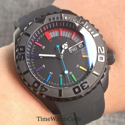 Tandorio 41mm 20ATM Diver Automatic Watch for Men Japan NH36A Black White dial Sapphire Crystal 200m Waterpproof Rubber Strap