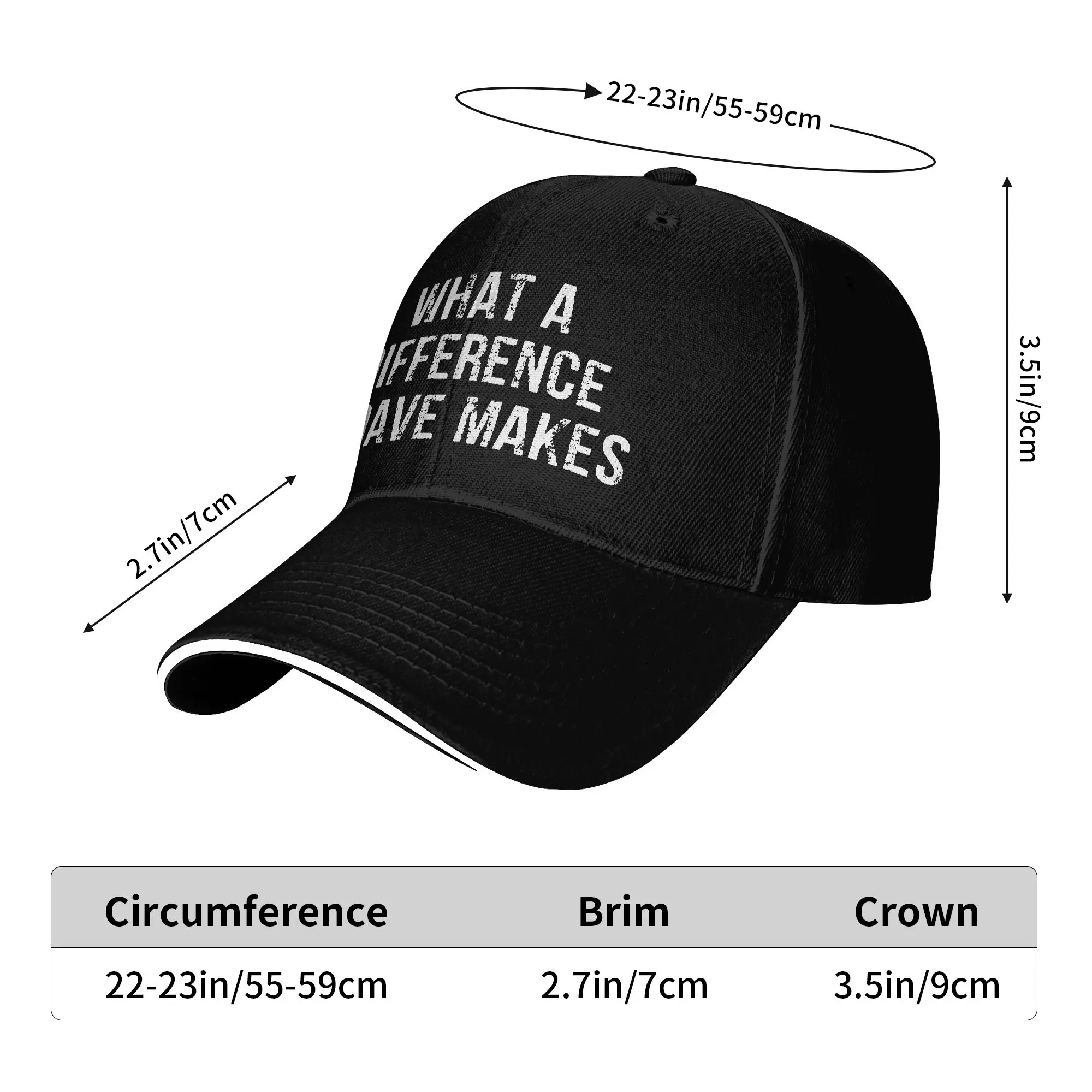 What A Difference A Dave Makes Sun Baseball Cap  Summer Streetwear Hip Hop Hats For Men Adult Outdoor Gym Baseball Caps