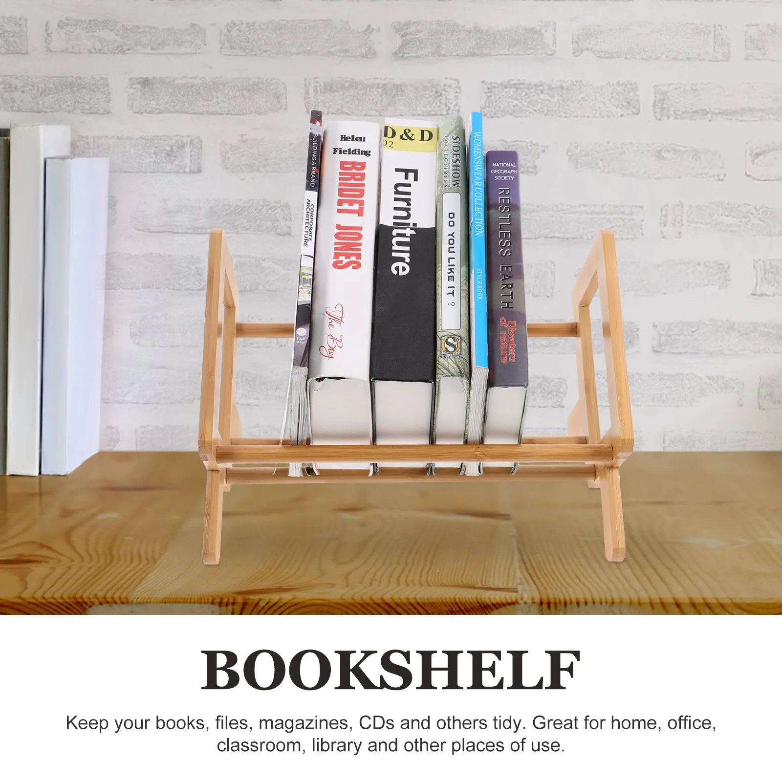 

Desktop File Rack Book Shelf for Office Holder Bookshelf Reading Stand Holders Bamboo