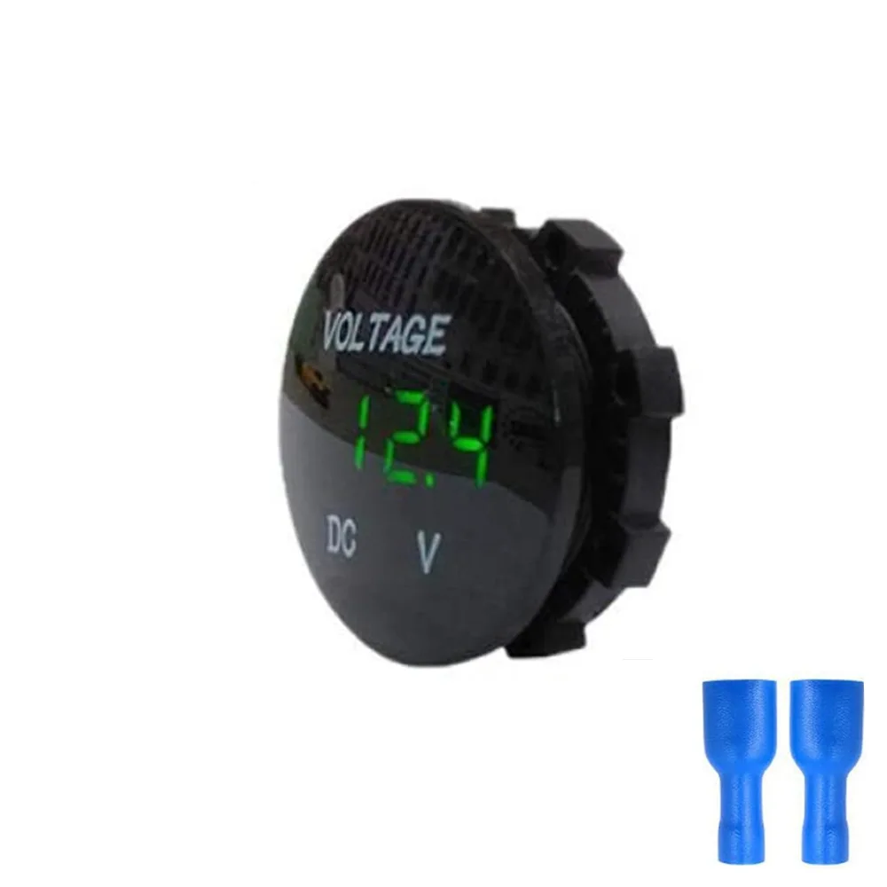 Waterproof circular LED mini digital voltmeter and tester with display monitor for motorcycle modification