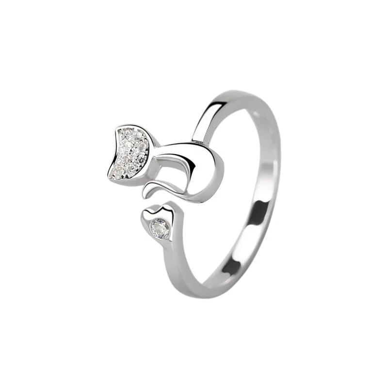 Charm Crystal Top Quality Cubic Zirconia Crystal Inlaid Cute Animal Cat Ring Open Adjustable for Women Girl Fashion Animal Rings image 6