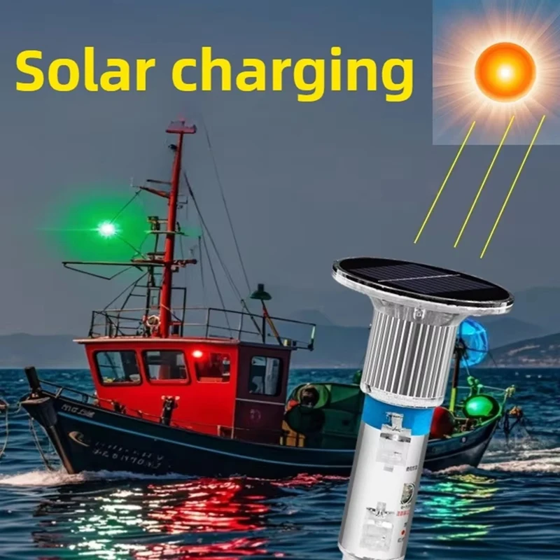Waterproof Solar Signal Light Ship Mast Ocean Buoy Fishing Net Signal Outdoor Night Warning Reminder Yacht Signal Light-VVBC