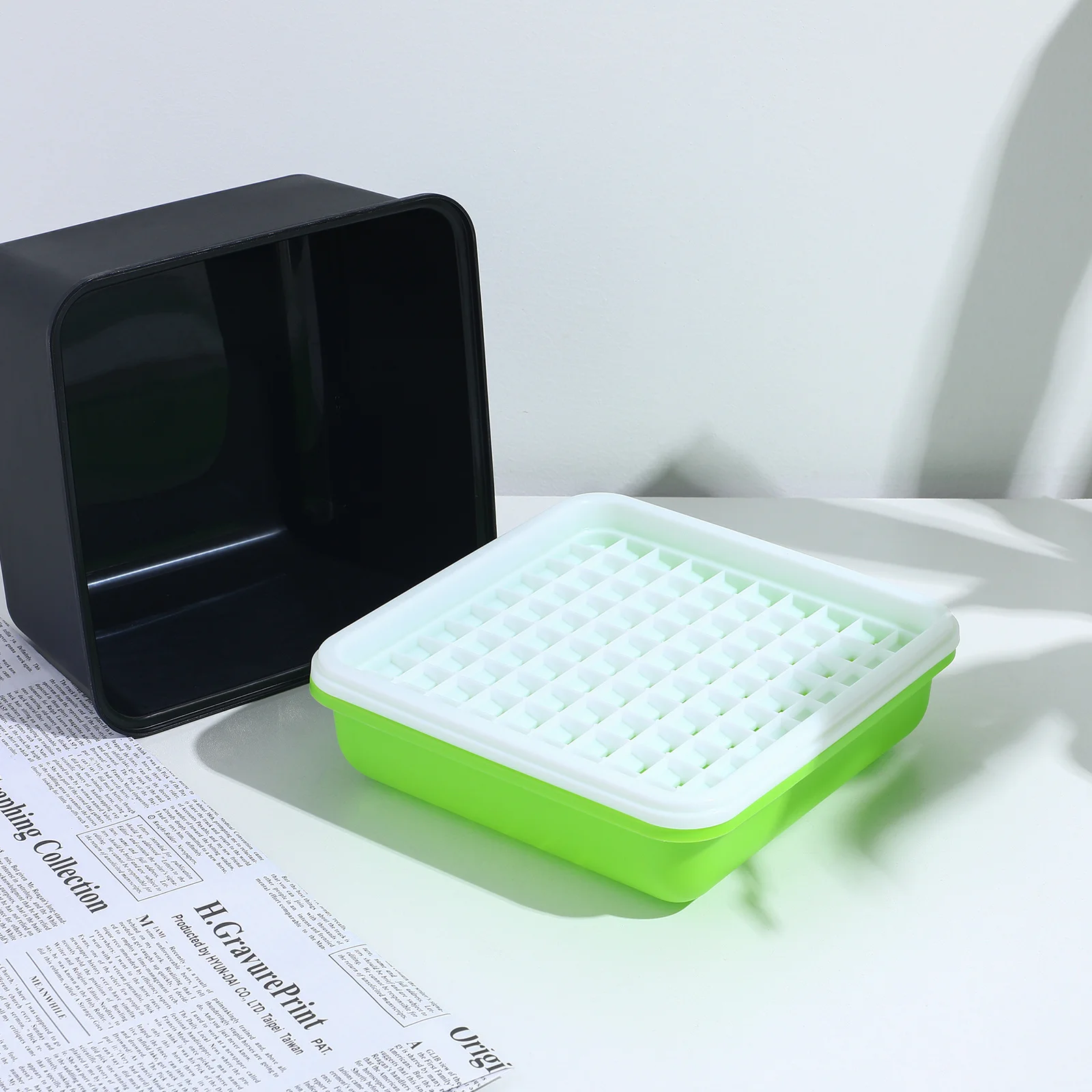 ชุดปลูกถั่วลิสงแบบไฮโดรโปนิกส์ 1 ชุด พร้อมถาดพลาสติกขนาดใหญ่ กล่องเพาะงอกแบบไม่ใช้ดิน ถาดเพาะงอก