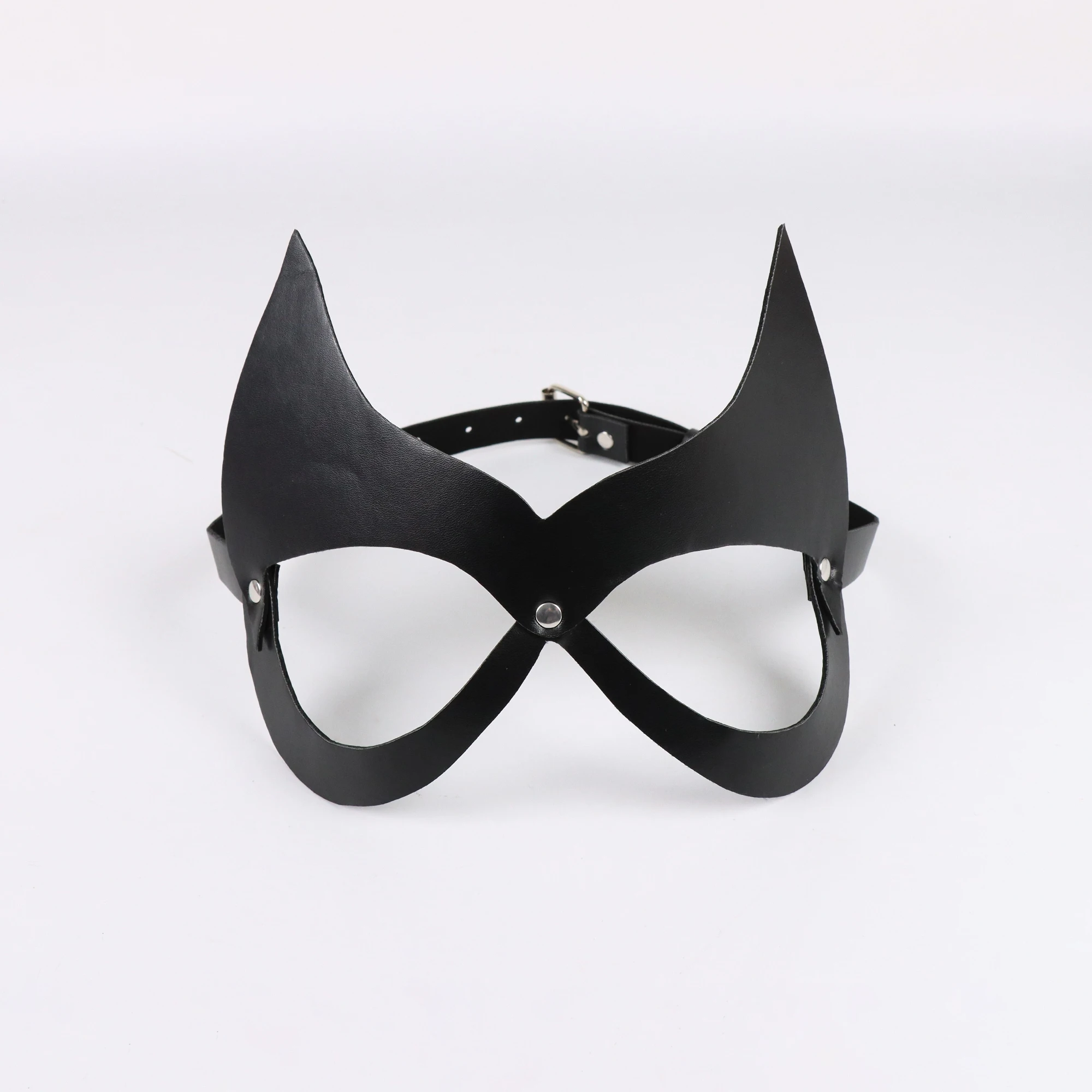 قناع تنكر قوطي من الجلد الأسود، مناسب لأزياء تنكرية، ملحقات لعب الأدوار لقناع العين