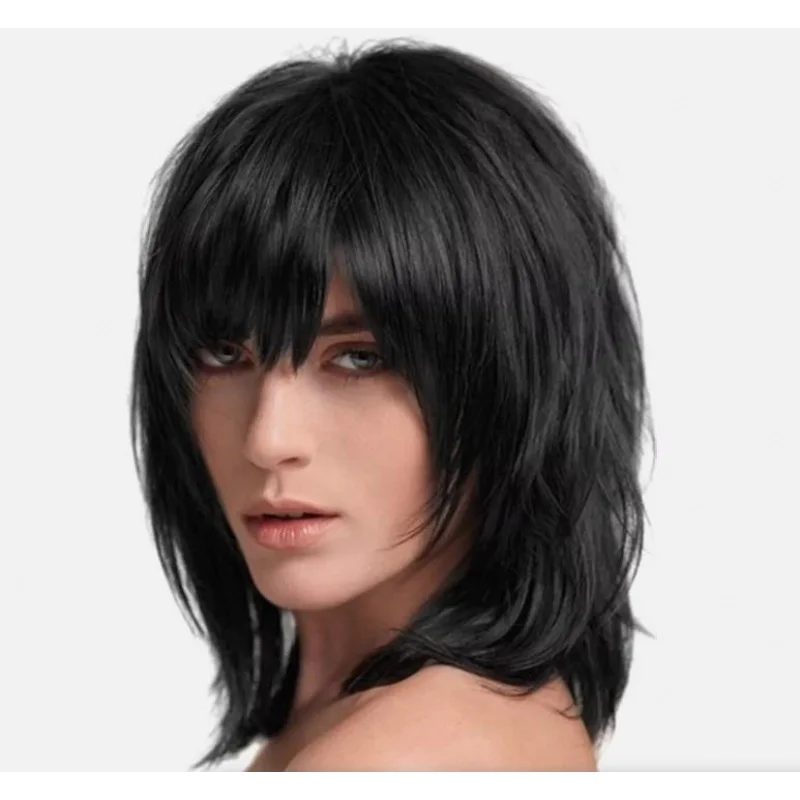 

Новый натуральный короткий черный прямой женский полный парик 12 дюймов