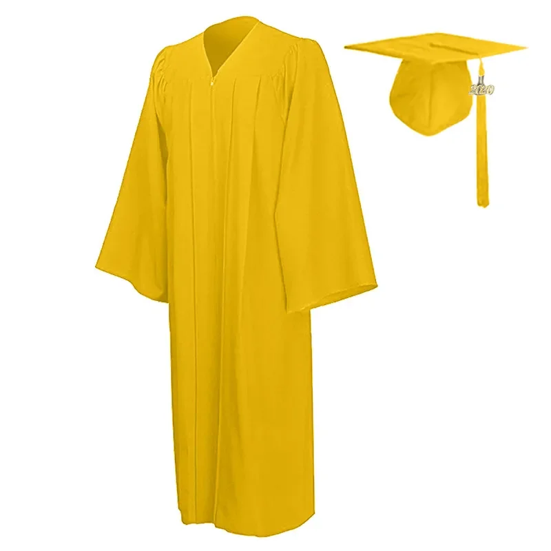 Vestido de graduación Unisex para estudiantes, conjunto con colgante y gorro, batas formales de escuela secundaria + conjunto de sombrero, ropa de soltero universitario, 2022