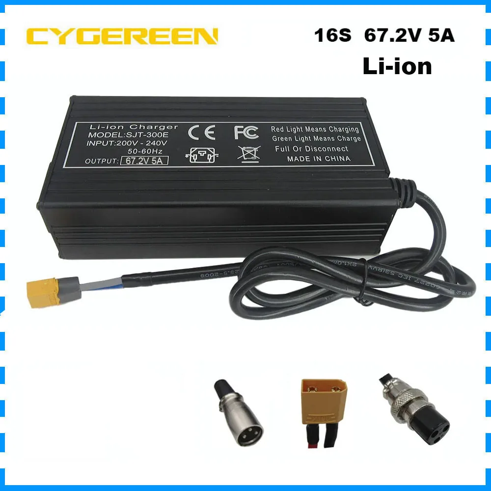 

67.2V 5A Li-ion 16S Ebike Battery Fast Charger 60V 60 Volt 20AH 30AH E-Bicycle Escooter Lithium Motorcycle Charger