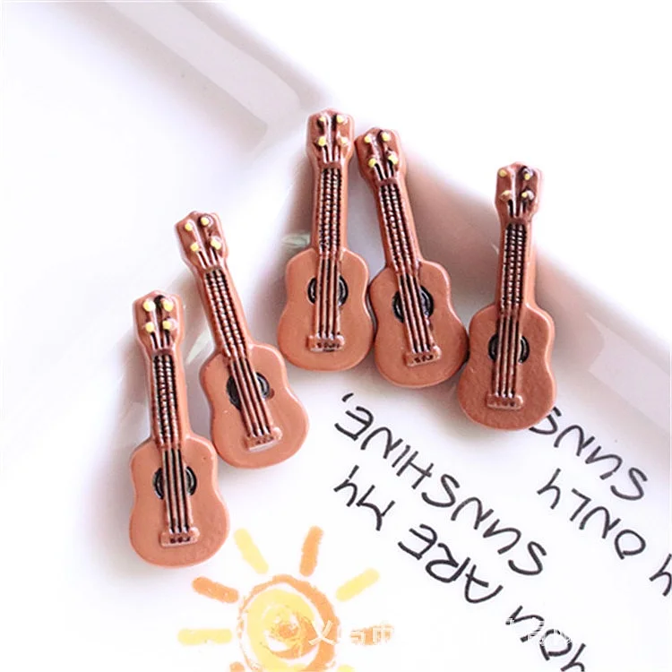100pcs Kawaii Resin Mini Guitar Flatback Charms for DIY Accessories for Phone Case Hairpin Keychain Scrapbook Decor