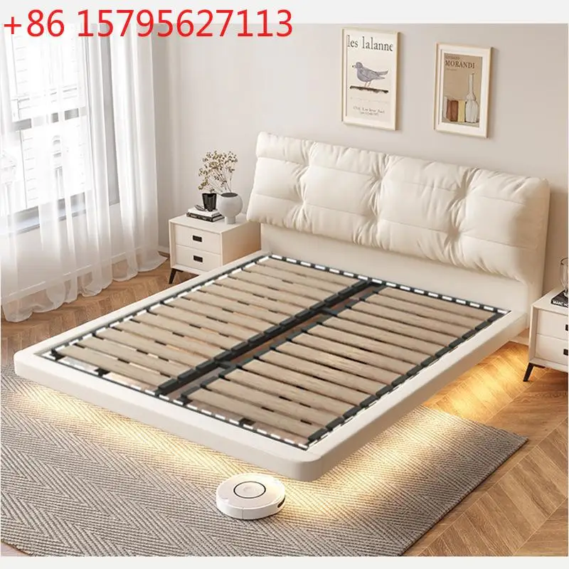 سرير من القماش ذو تكنولوجيا ترك سرير مزدوج حديث بسيط بطول 1.5 متر من الخشب الصلب سرير إيطالي فاخر لغرفة النوم الرئيسية 2022 جديد #2