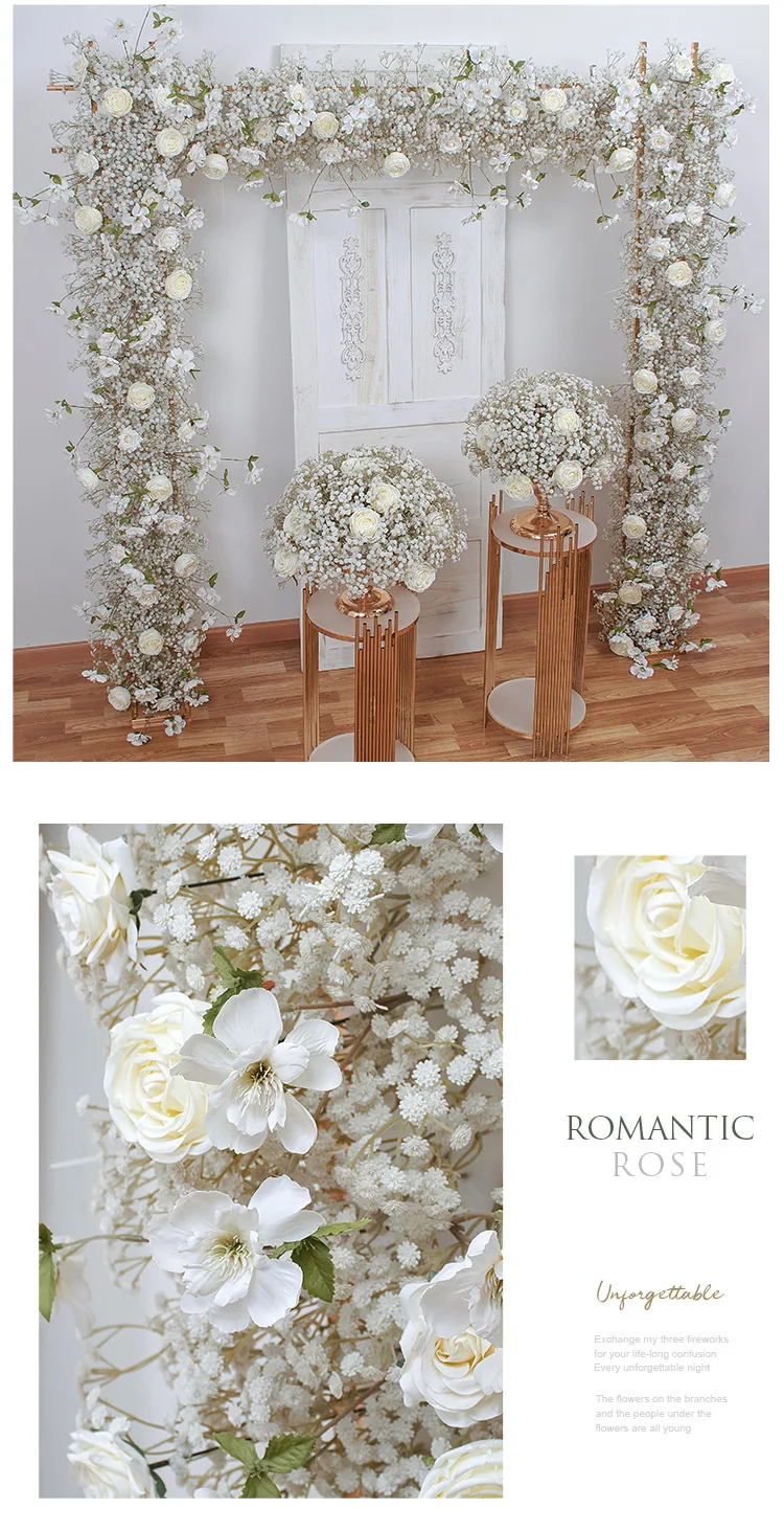 2M Künstliche Gypsophila-Blumenreihe, Fake Baby's Breath Blumenball, Hochzeits-Hintergrund, Bogen, Tisch, Fensterdekoration, Event-Dekor – Detail 4