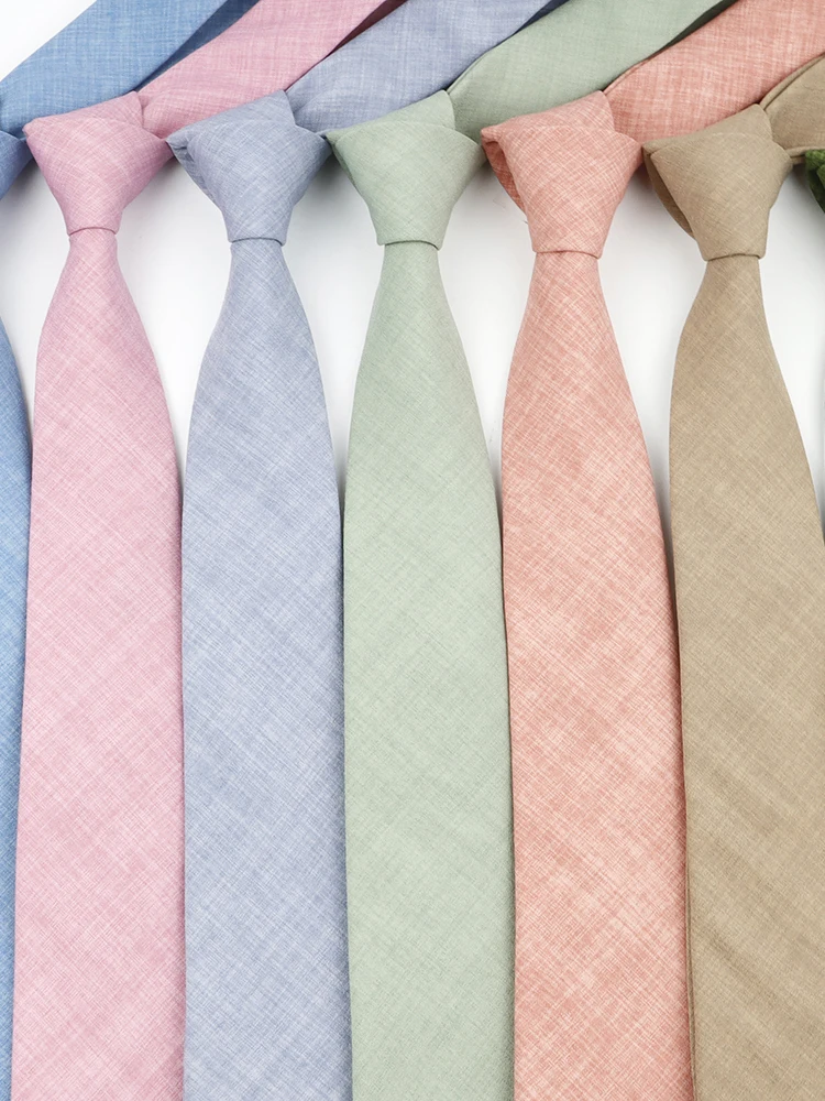 Zacht katoen effen kleur handgemaakte mannen stropdassen saliegroen roze oranje magere stropdas voor bruiloft shirt pak das accessoire - afbeelding 2