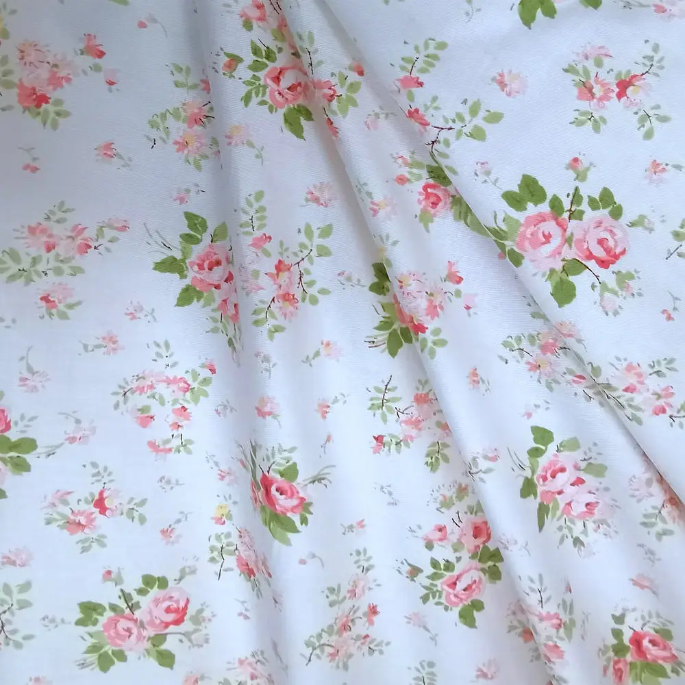 160x100cm Small Rose Printed Twill Weave Cotton Fabric,Patchwork Cloth,DIY Quilting Sewing Material