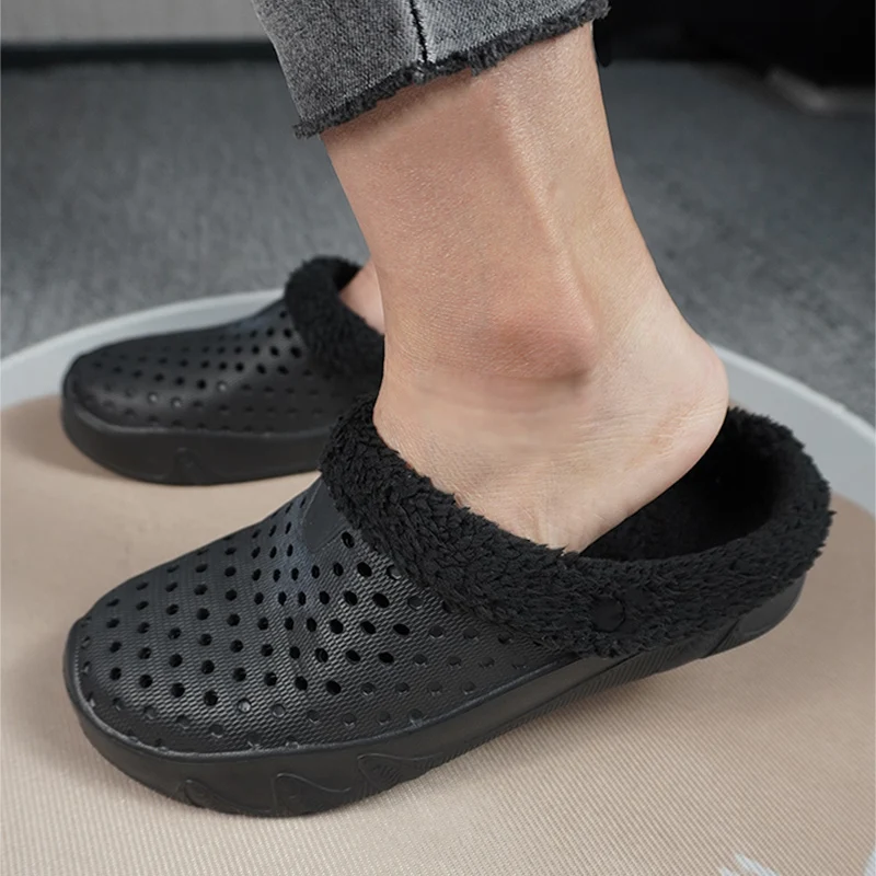 Winter Men Slippers Warm Cotton Shoes Casual Slides EVA Plush Shoes Comfortable Light  Slippers Indoor Shoes For Couple 36-47