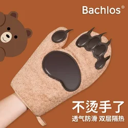 Oven Silicone Anti-scalding Gloves Kitchen Microwave Oven Baking Thickened High-temperature Insulating Gloves.