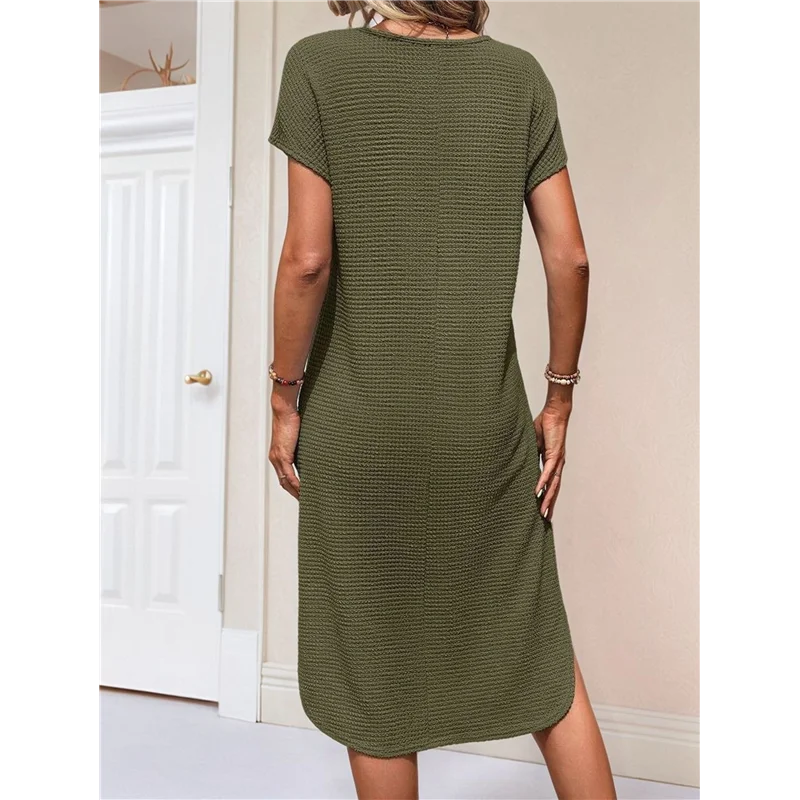 فستان نسائي صيفي بلون سادة متوسط الطول