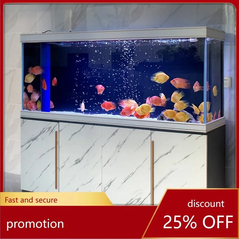 Home Living Room Screen Aquarium Landscaping Full Set Ultra-clear Glass Large Medium Bottom Filter Fish Tank