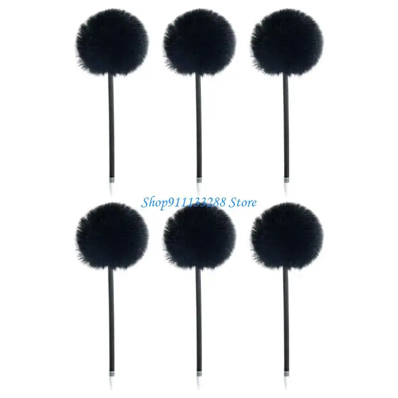 G88D Pack of 6 Furry Pom Ballpoint Pen Writing Pen 0.7mm for Adult Student Writing
