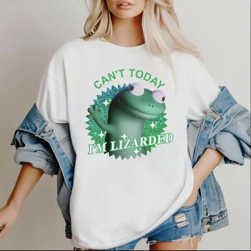 

Funny Can't Today T-Shirt, I'm Lizarder Graphic Tee, Women's Cute Animal Meme Top, Sarcastic Lazy Gift Shirt
