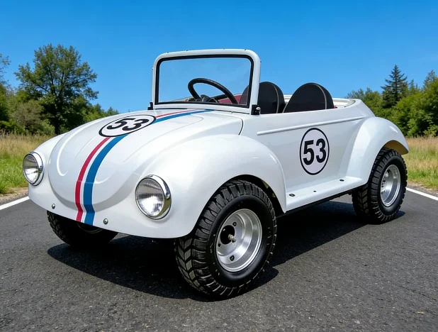 Factory Direct 1500W Electric Retro Mini Beetle Sightseeing Car, User-Friendly Leisure Ride On Car For Family Outdoor Driving