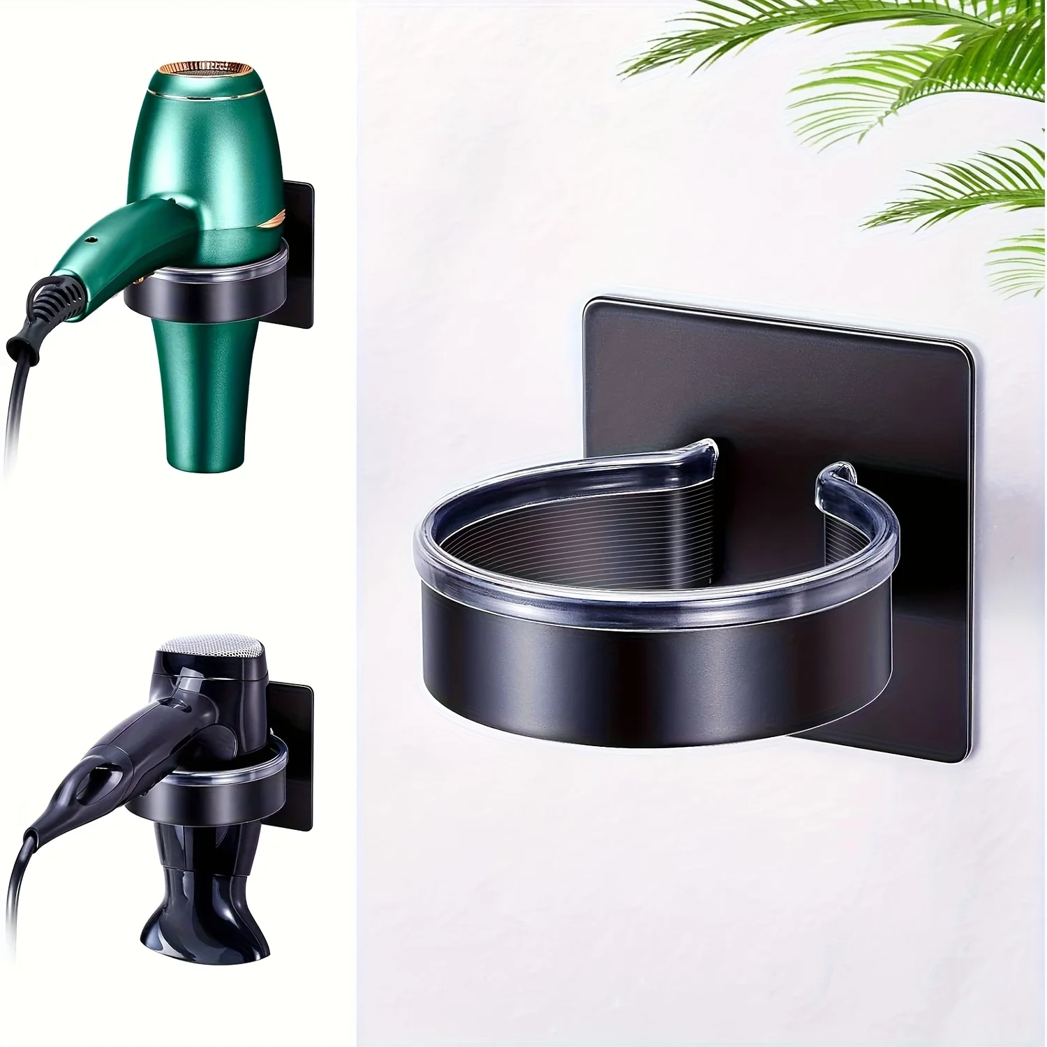 

Punch-free Hairdryer Storage Rack Wall Mounted Hair Dryer Holder Stand Shelf for Home Bathroom Dressing Room No Drill Organizer