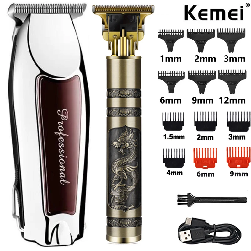 

Kemei 9163 Professional Hair Cutting Machine Electric Hair Trimmers Beard Shaver For Men USB Rechargeable Haircut Barber KM-9163