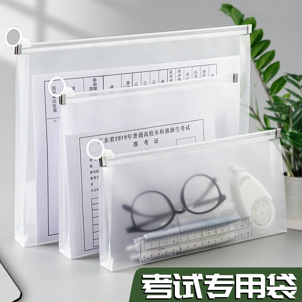 

A4 A5 A6 Transparent Document Bag Office File Holder School Folder Zipper Pouch Loop Pull Organizer Stationery Desk Storage