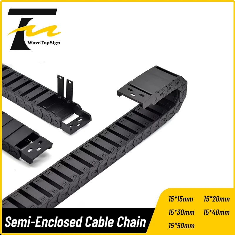 Cable Chain Semi-Enclosed 15*20 30 40 50mm Wire Transmission Carrier Plastic Drag Towline For 3D Printer CNC Engraving Machine