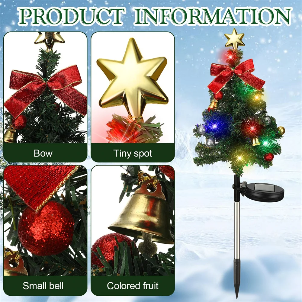 Christmas Tree Solar Lights Outdoor Waterproof LED Garden Pathway Lawn Landscape Festive Decorative Floor Lights Christmas Decor