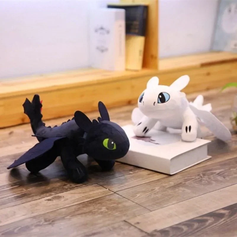 1PCS Plush How to Train Your Dragon Toys Kawaii White black dinosaurs Animal Stuffed Plush Toys In Stock Plush kid Birthday Gift