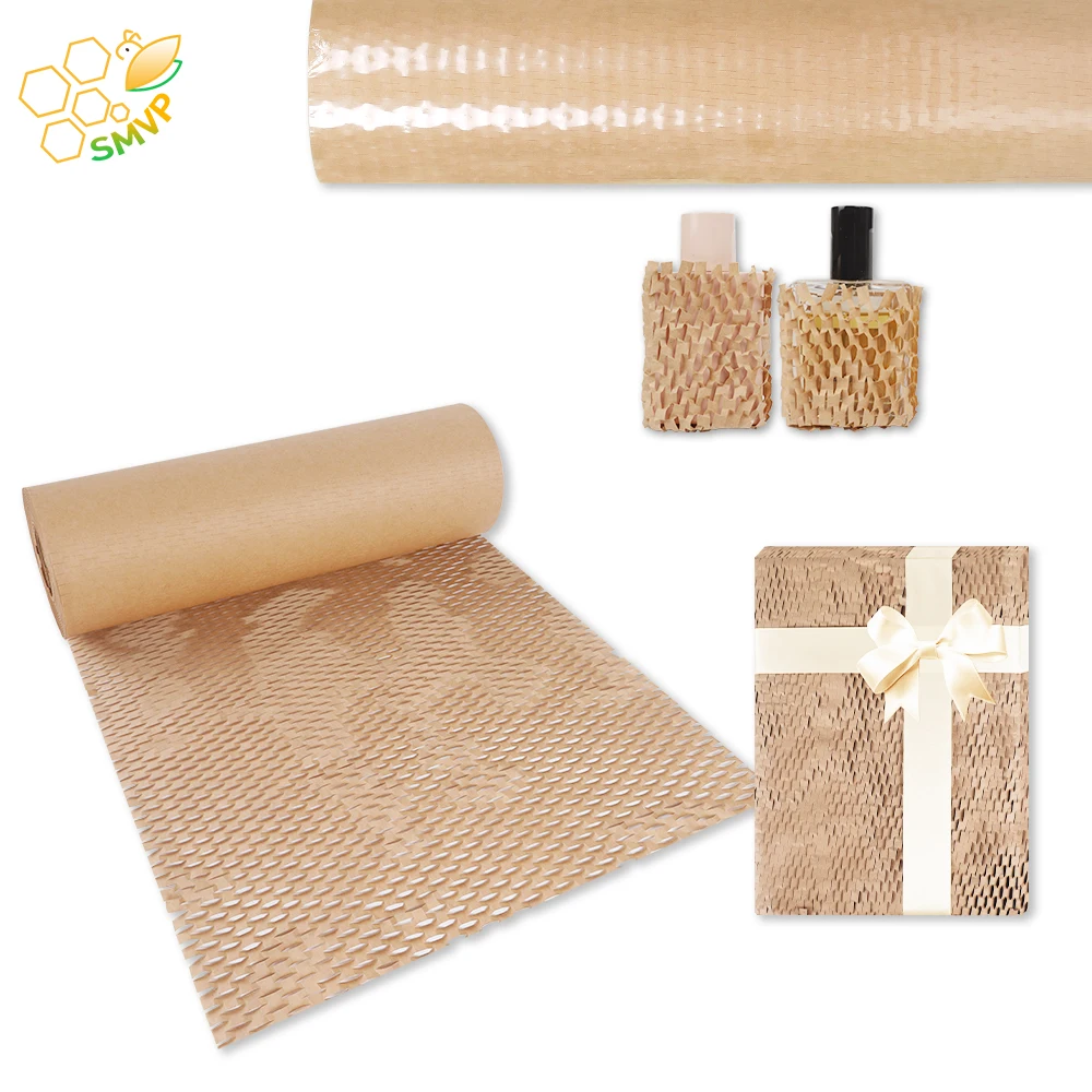 

10m Honeycomb Cushioning Wrap Roll Recyclable Honeycomb Paper Improve Packing Efficiency Cushioning Paper For Moving Shipping